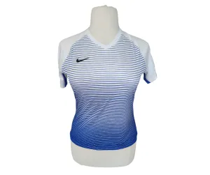 Nike Dri-Fit V-Neck White and Blue Striped Ombre Workout Top Size L