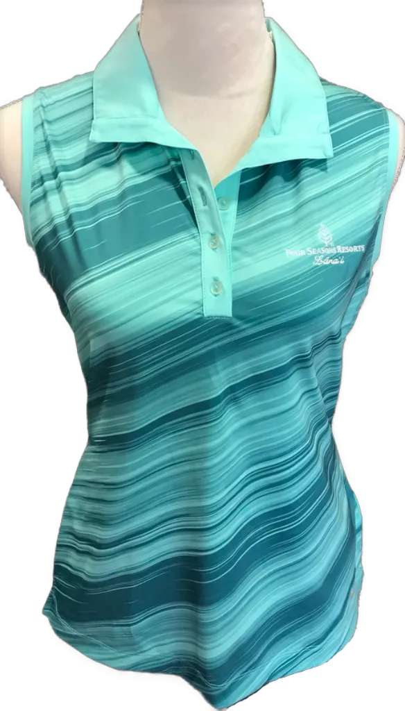 Nike Golf Women's Green Brushstrokes Print Sleeveless Polo w/ Logo Size M MSP$60