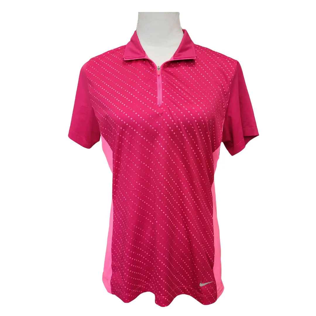 Nike Golf Women's Red & Pink Print Polo Size M MSP$60