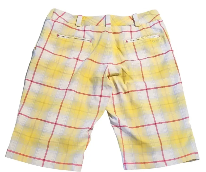 Nike Golf Yellow Plaid Long Golf Shorts Size 8 MSP$70