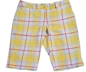 Nike Golf Yellow Plaid Long Golf Shorts Size 8 MSP$70