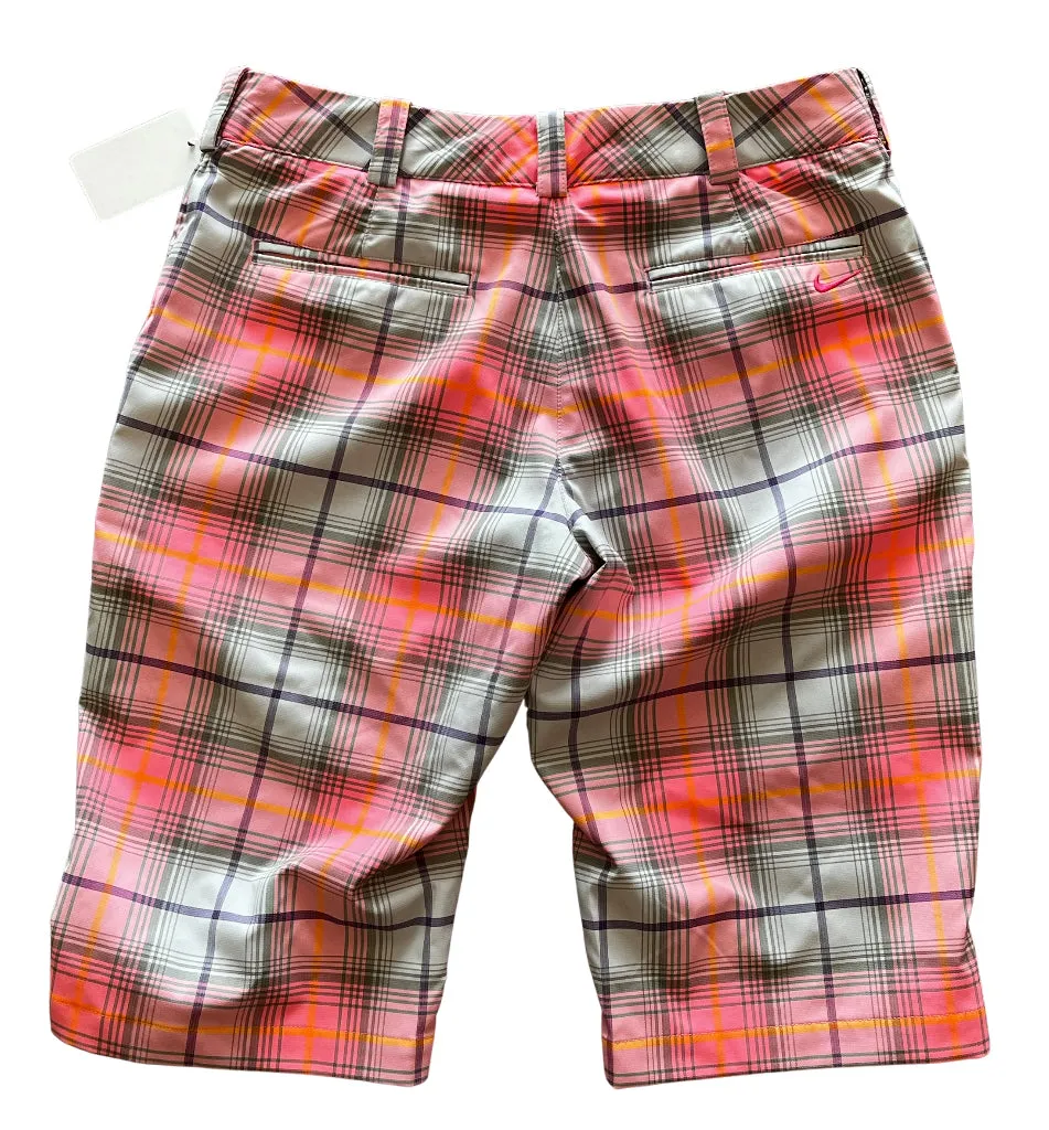Nike Women's Golf Tour Performance Dri-Fit Pink Plaid Shorts Size 4 MSP$70