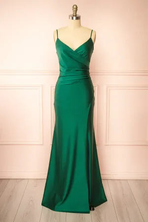 Nyra Green | Mermaid Dress w/ Wrapped Bodice