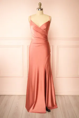 Nyra Pink | Mermaid Dress w/ Wrapped Bodice