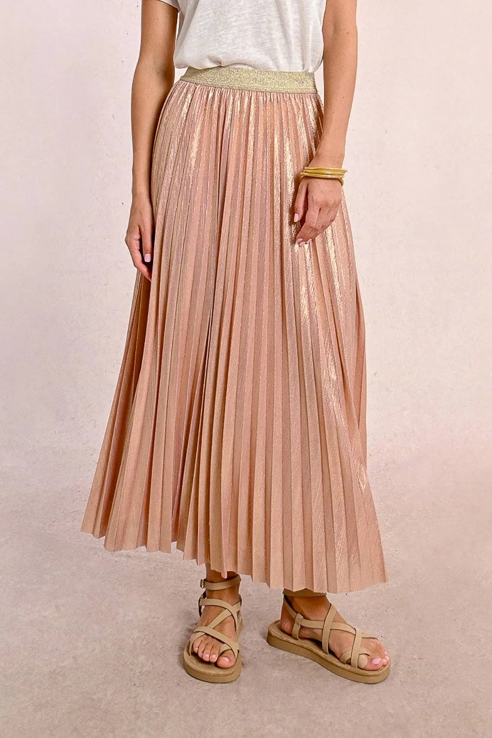 Ociana | Pleated Iridescent Pink Skirt