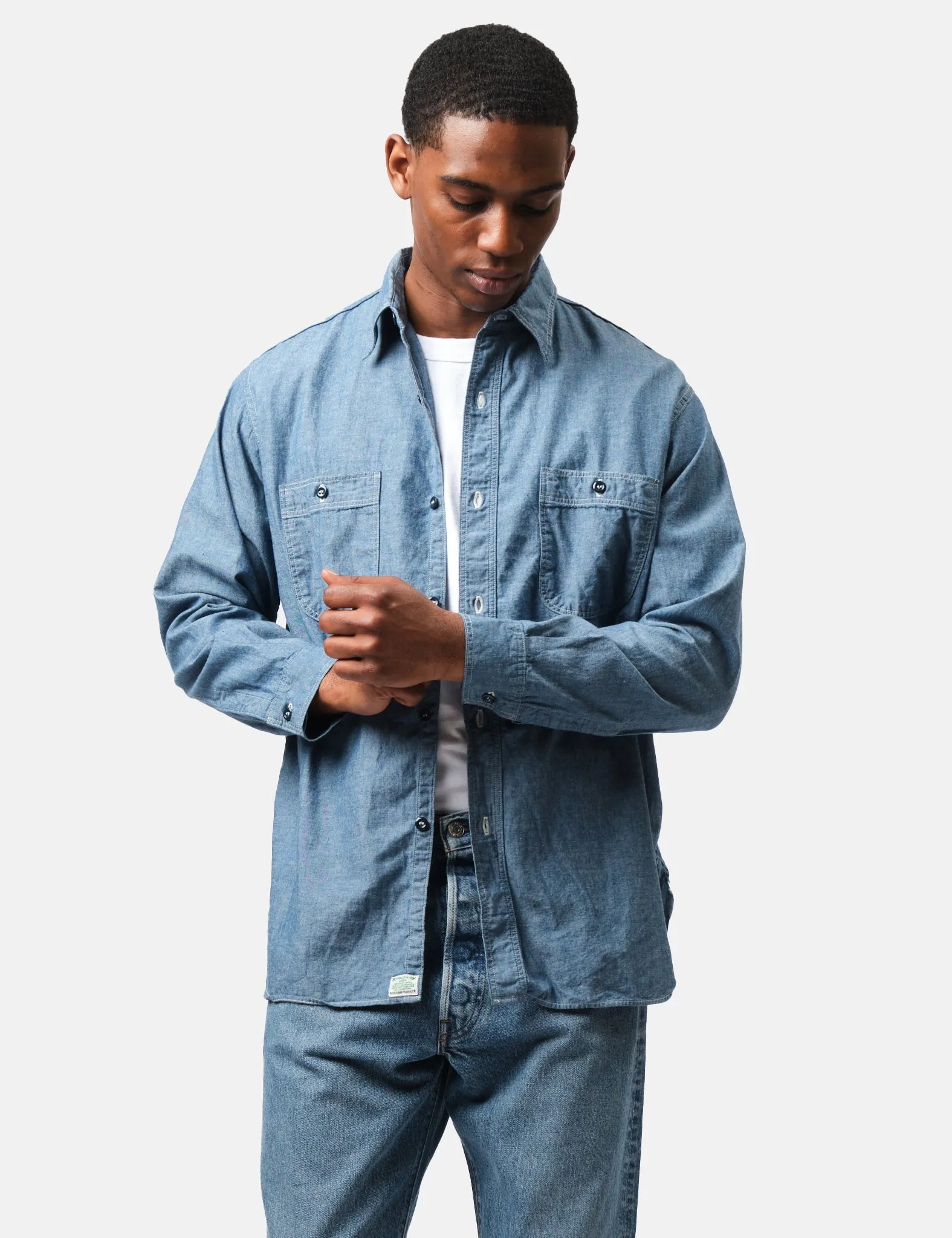 orSlow Chambray Work Shirt (Relaxed) - Blue