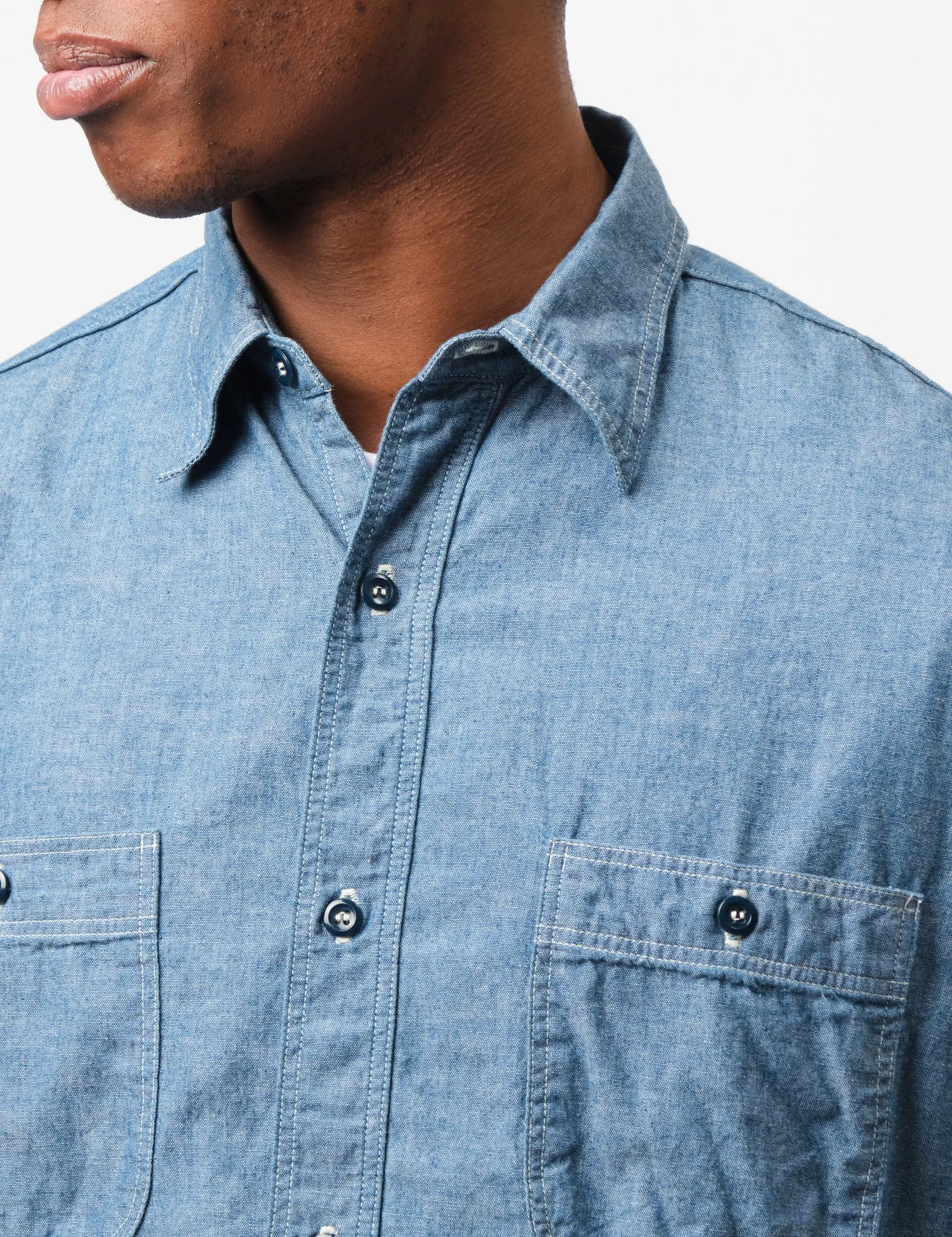 orSlow Chambray Work Shirt (Relaxed) - Blue
