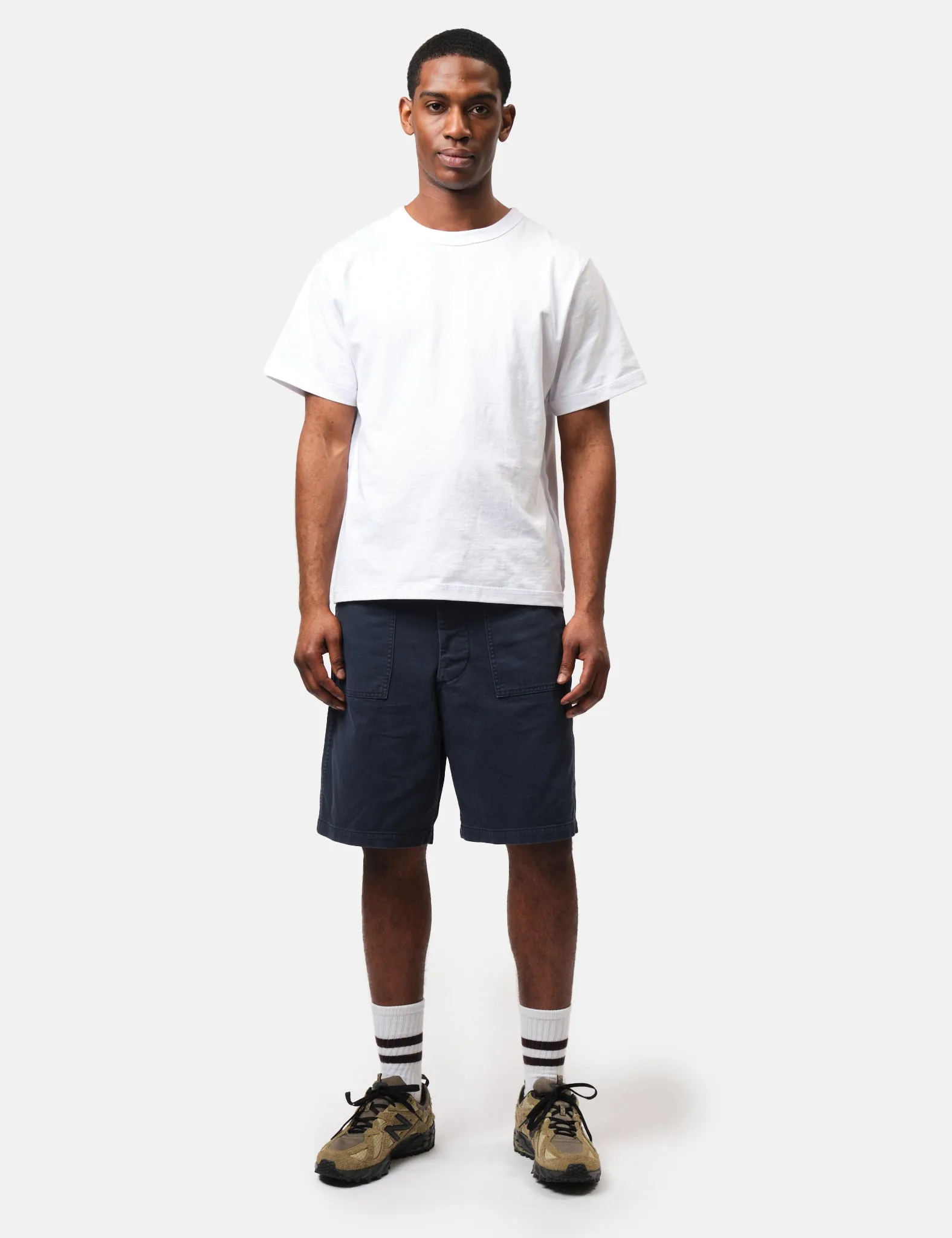 orSlow Fatigue Shorts (Herringbone Twill) - Navy Blue