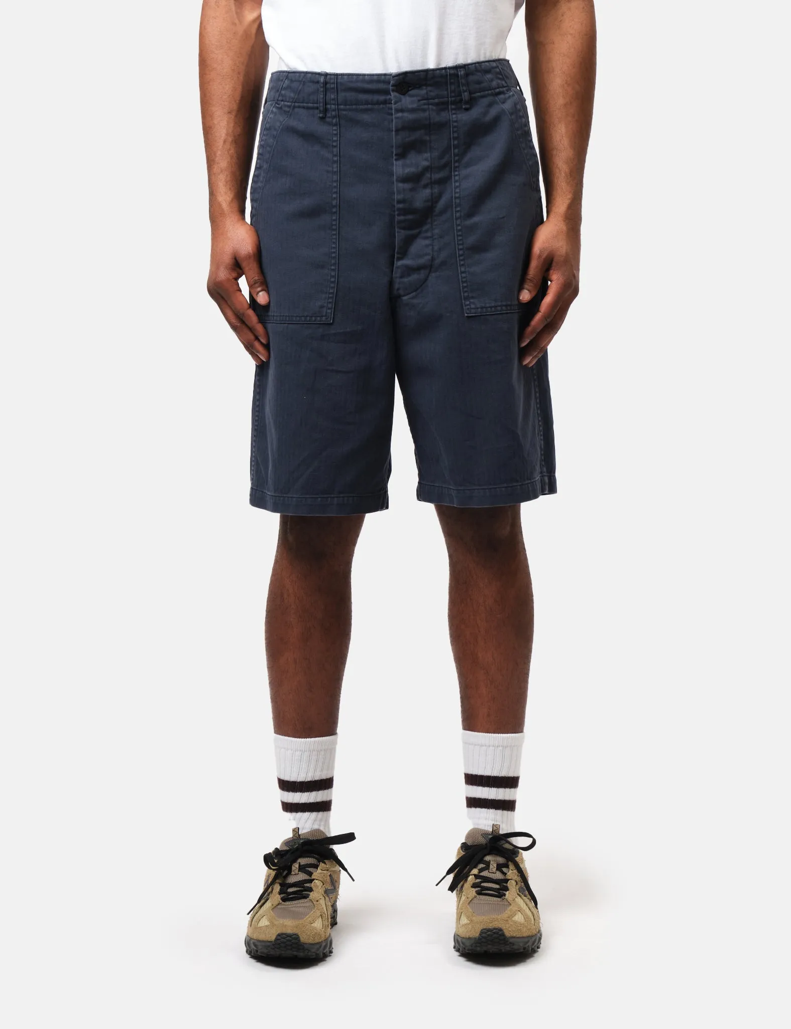 orSlow Fatigue Shorts (Herringbone Twill) - Navy Blue