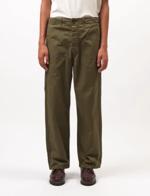 orSlow Wide Fit French Work Pants (Unisex) - Army Green