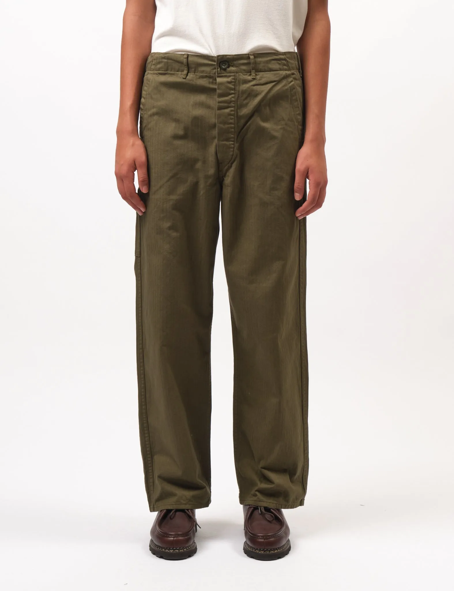 orSlow Wide Fit French Work Pants (Unisex) - Army Green