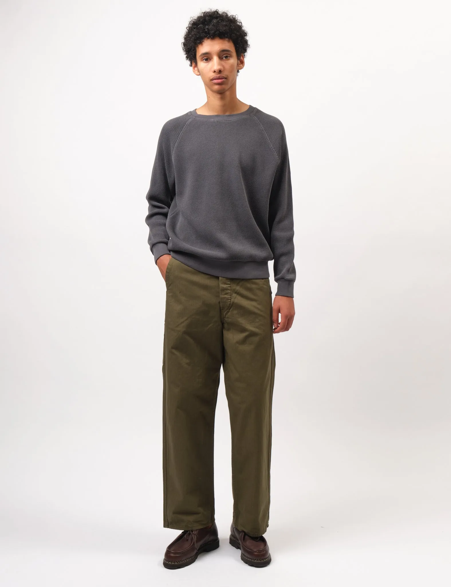 orSlow Wide Fit French Work Pants (Unisex) - Army Green