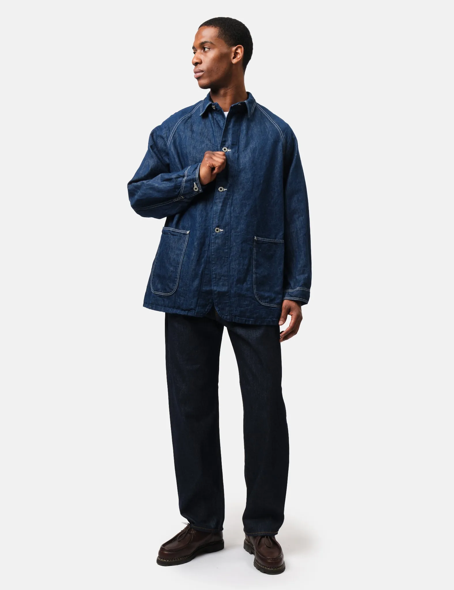 orSlow WWII Denim Coverall Jacket - Blue, One Wash