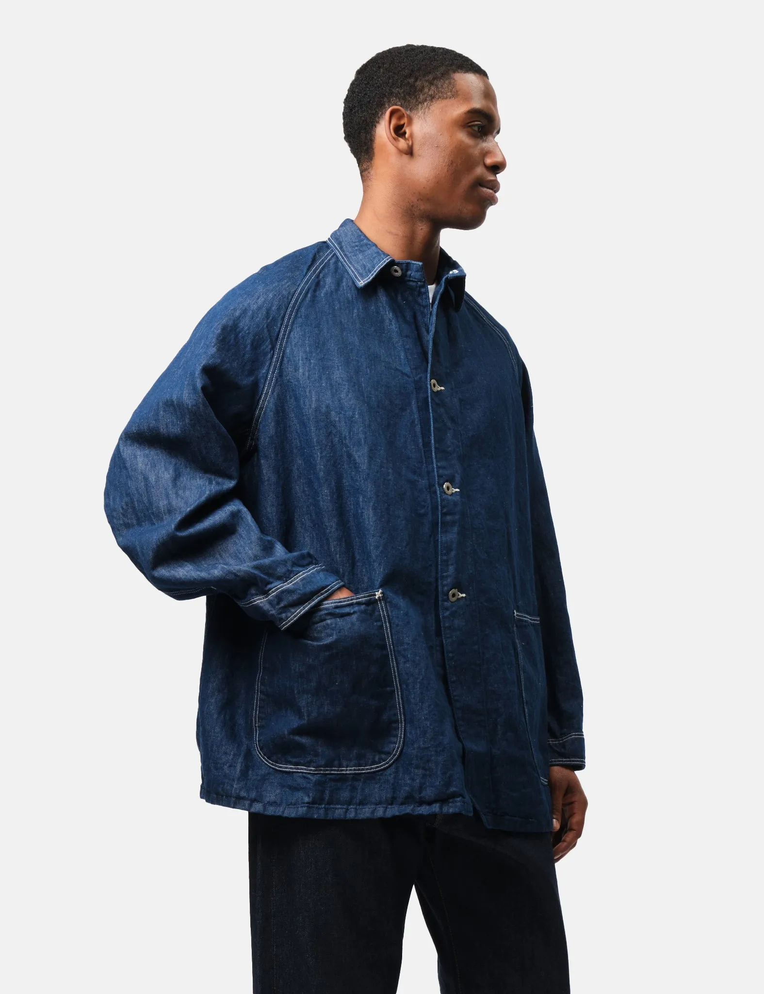 orSlow WWII Denim Coverall Jacket - Blue, One Wash