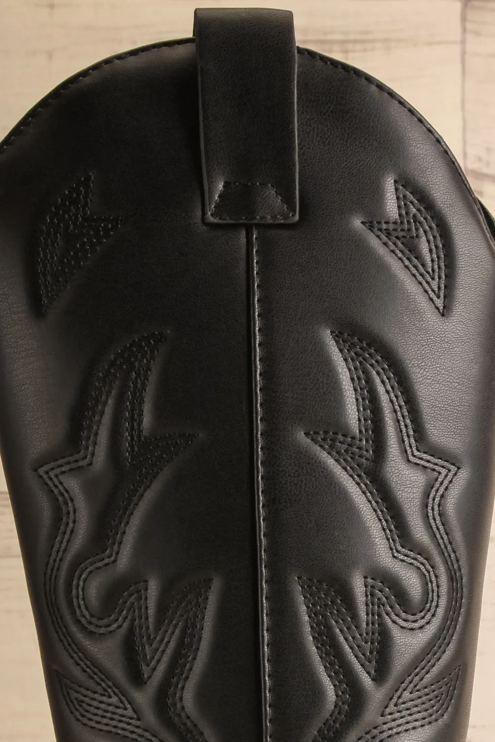 Orville | Black Faux Leather Cowboy Boots