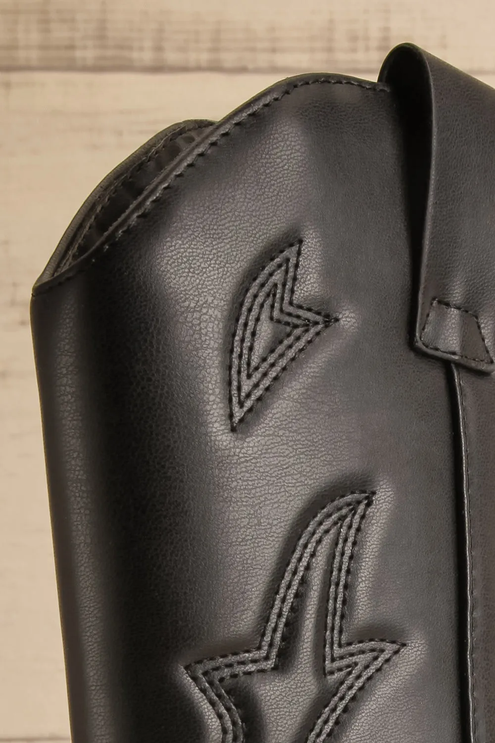Orville | Black Faux Leather Cowboy Boots