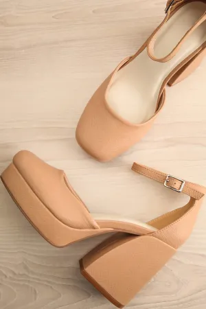 Oslaux Beige | High-Heeled Platform Shoes