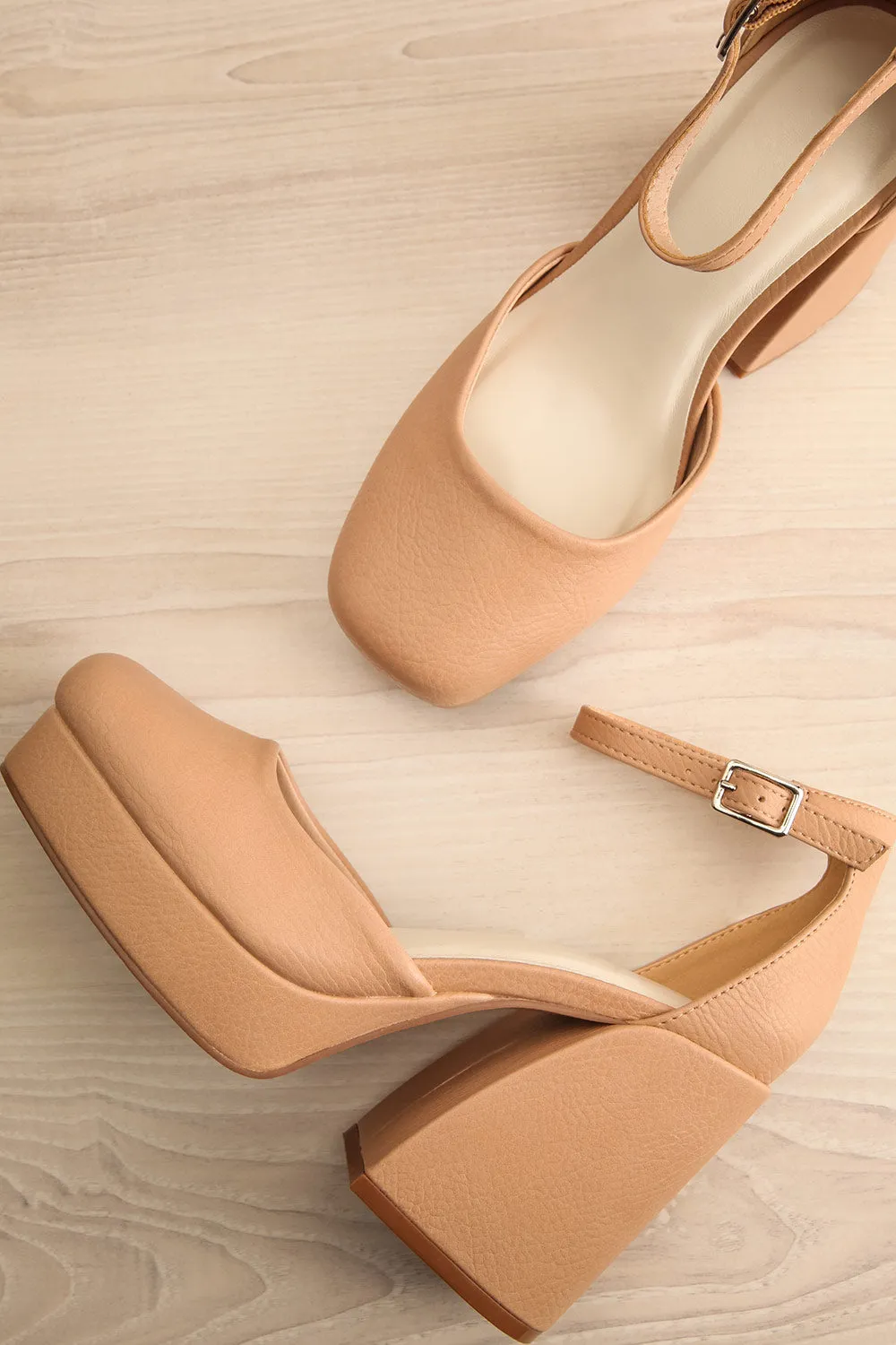 Oslaux Beige | High-Heeled Platform Shoes