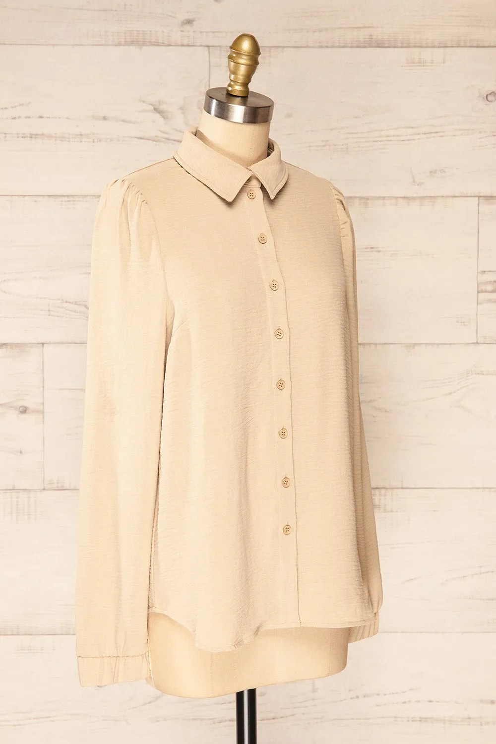 Palanga | Beige Button-Up Blouse