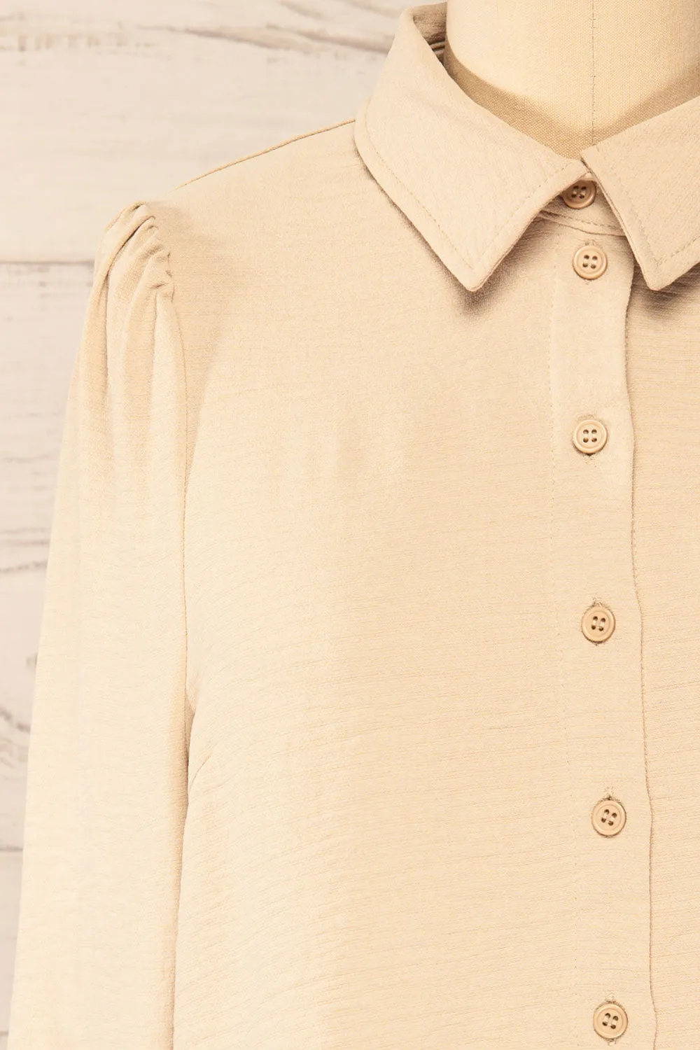 Palanga | Beige Button-Up Blouse