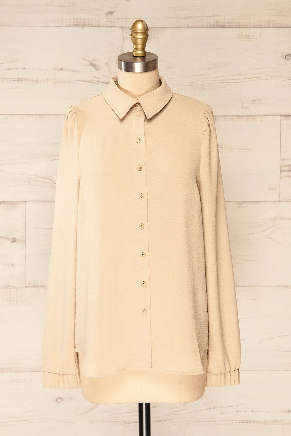 Palanga | Beige Button-Up Blouse