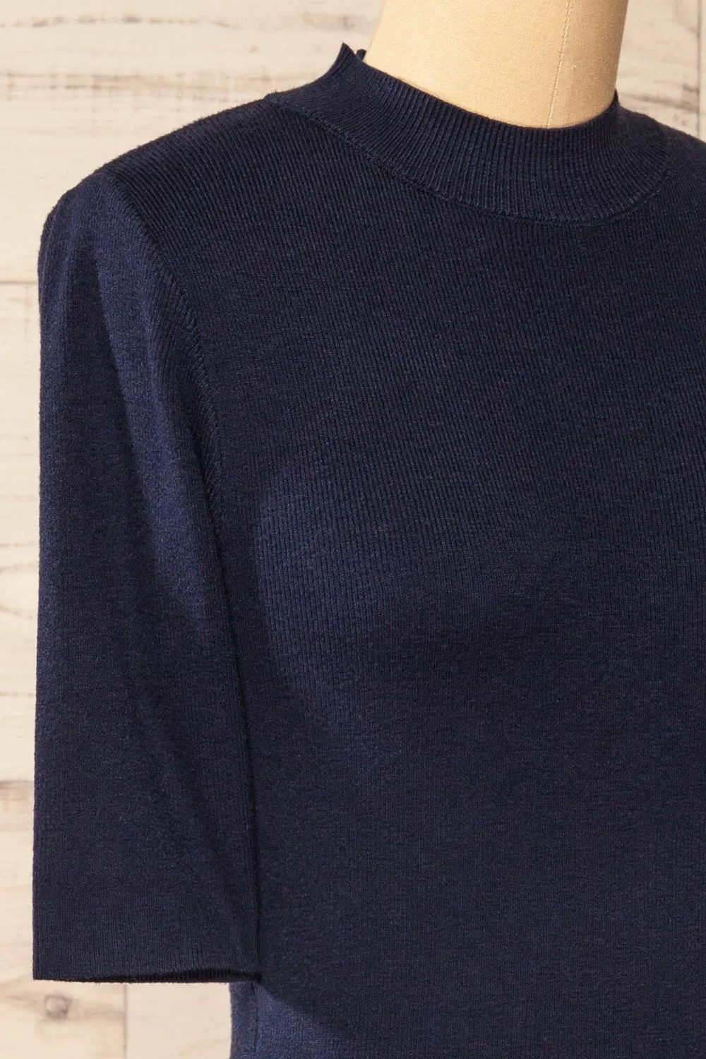 Palermo Navy | Short Sleeve Mock Neck Top