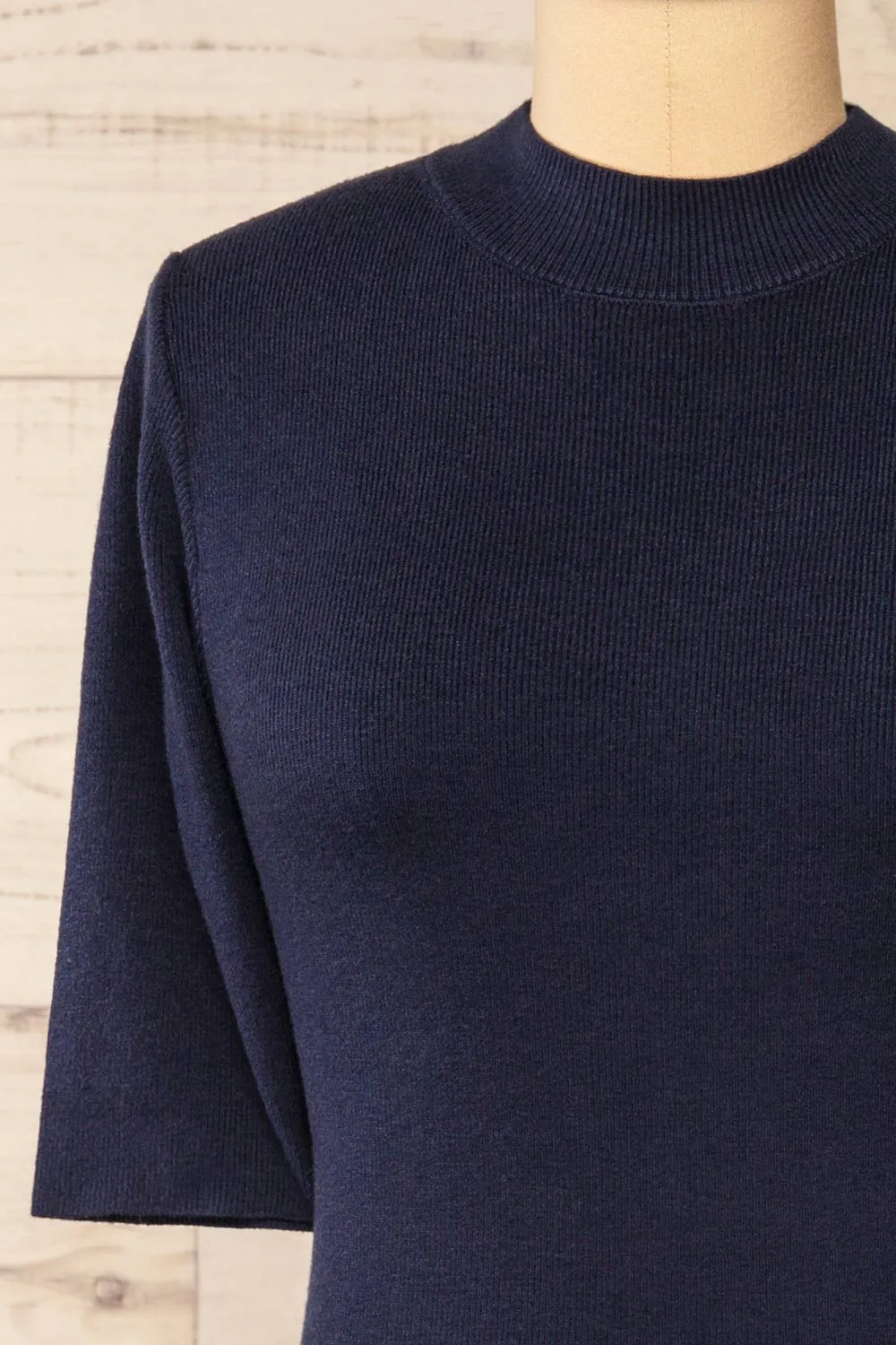 Palermo Navy | Short Sleeve Mock Neck Top