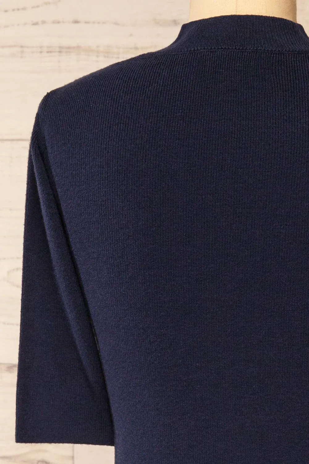 Palermo Navy | Short Sleeve Mock Neck Top
