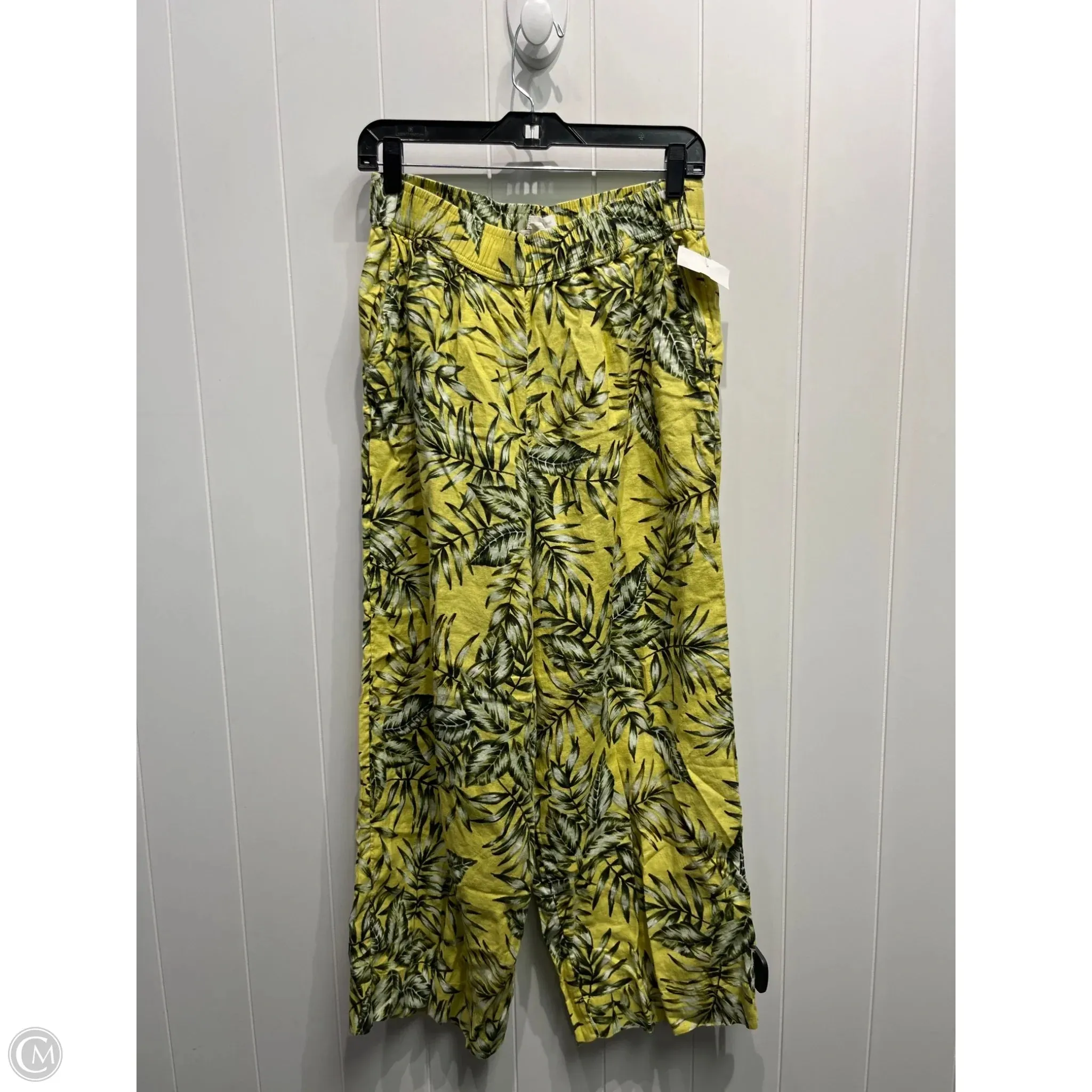 Pants Linen By C And C In Green & Yellow, Size: L