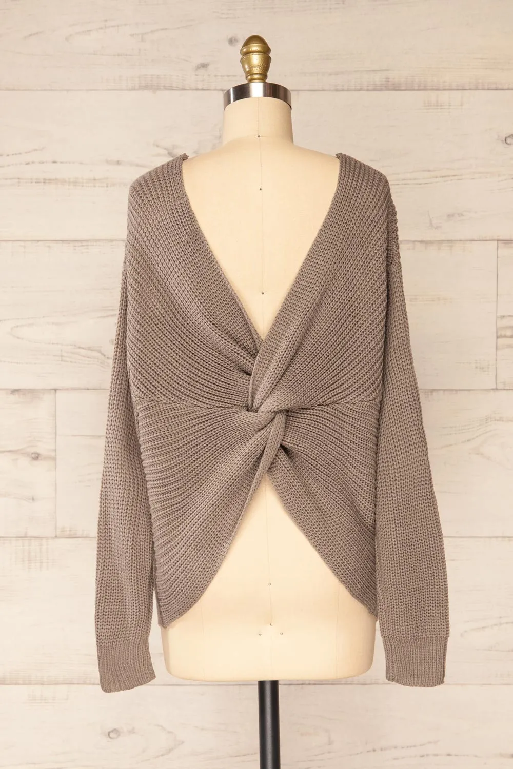 Patras Taupe | V-Neck Knitted Sweater