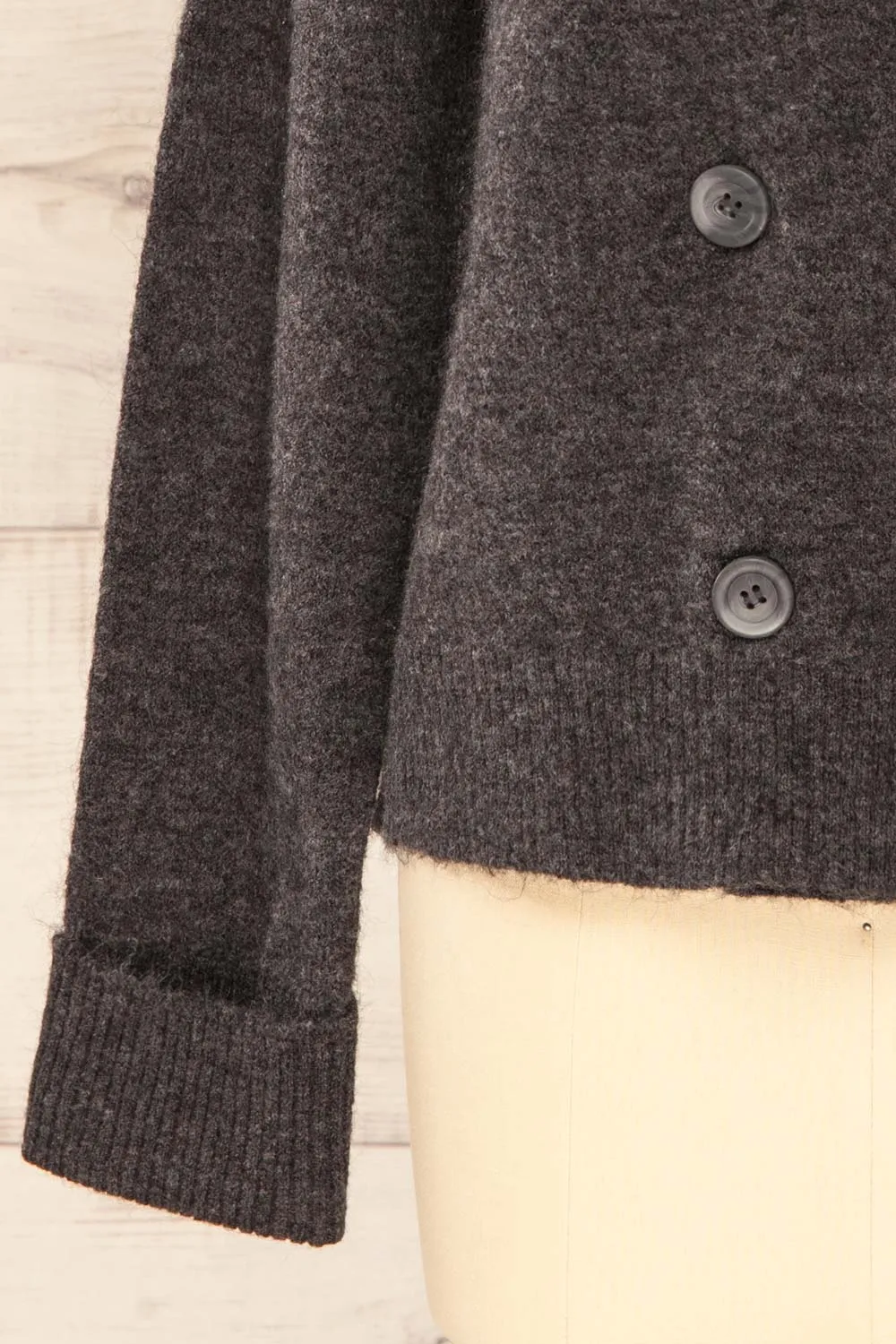 Perceval Grey | Double-Breasted Knit Cardigan