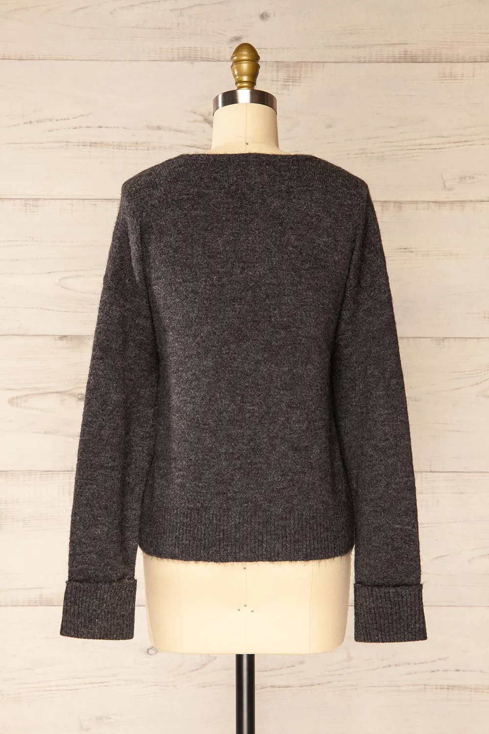 Perceval Grey | Double-Breasted Knit Cardigan