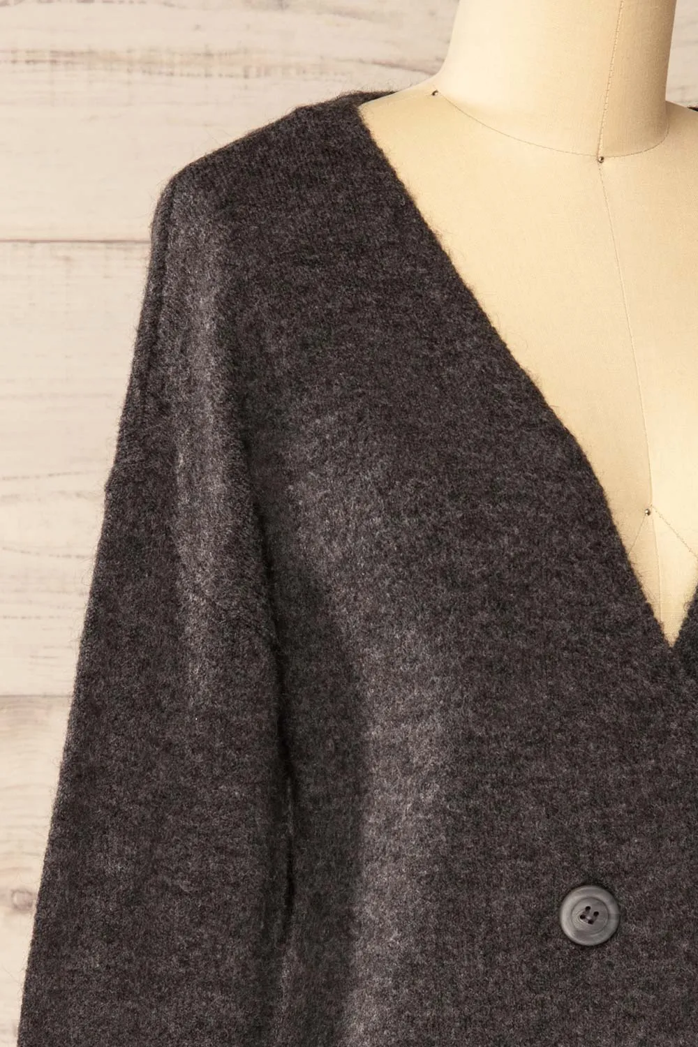 Perceval Grey | Double-Breasted Knit Cardigan