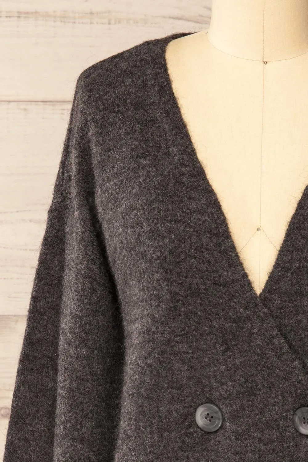 Perceval Grey | Double-Breasted Knit Cardigan