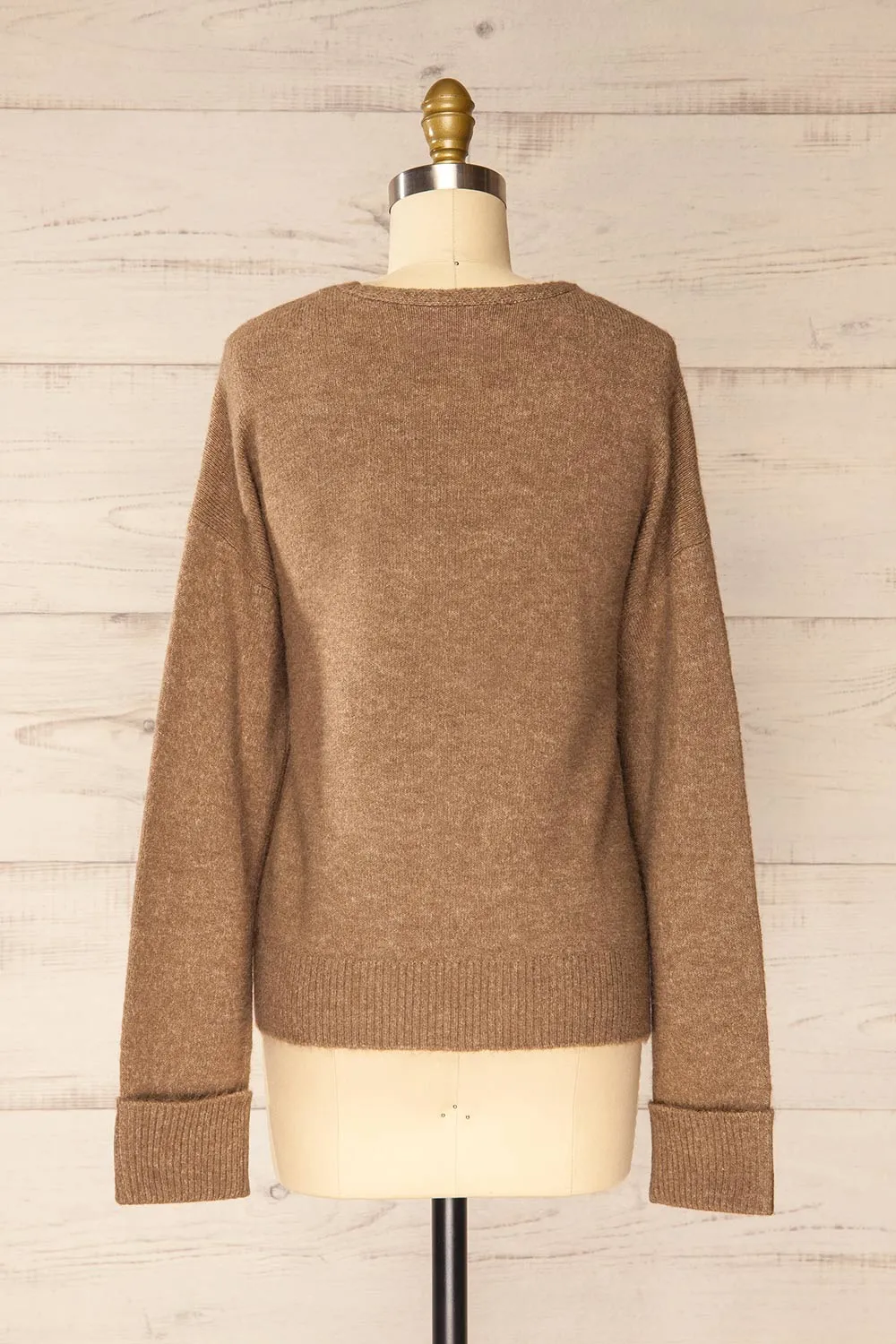 Perceval Taupe | Double-Breasted Knit Cardigan