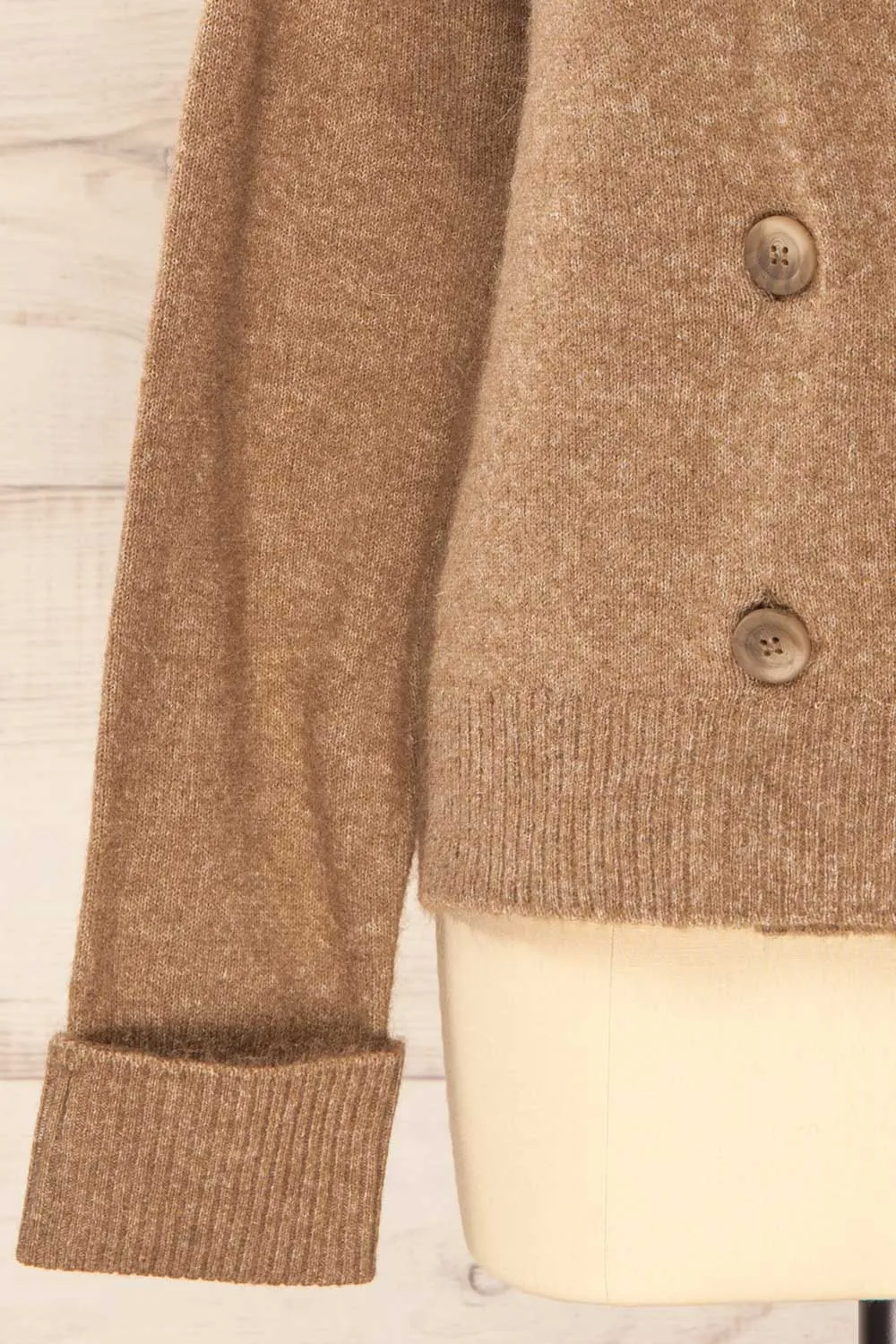 Perceval Taupe | Double-Breasted Knit Cardigan