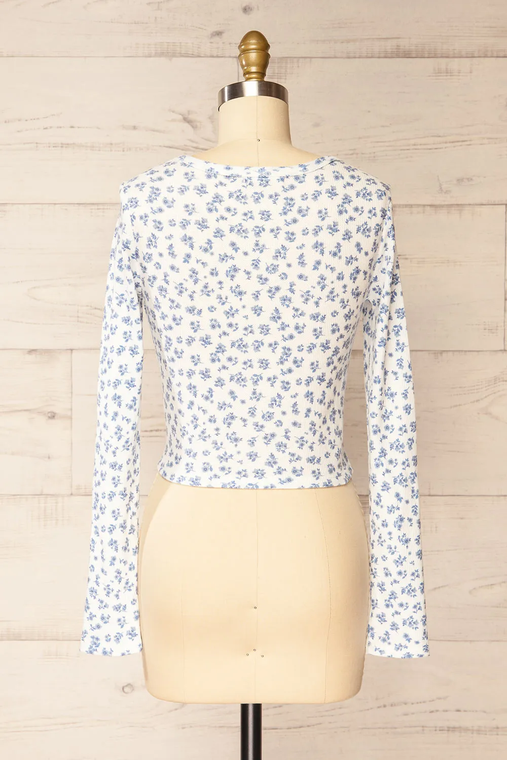 Pesza | Long-Sleeved Blue Floral Top