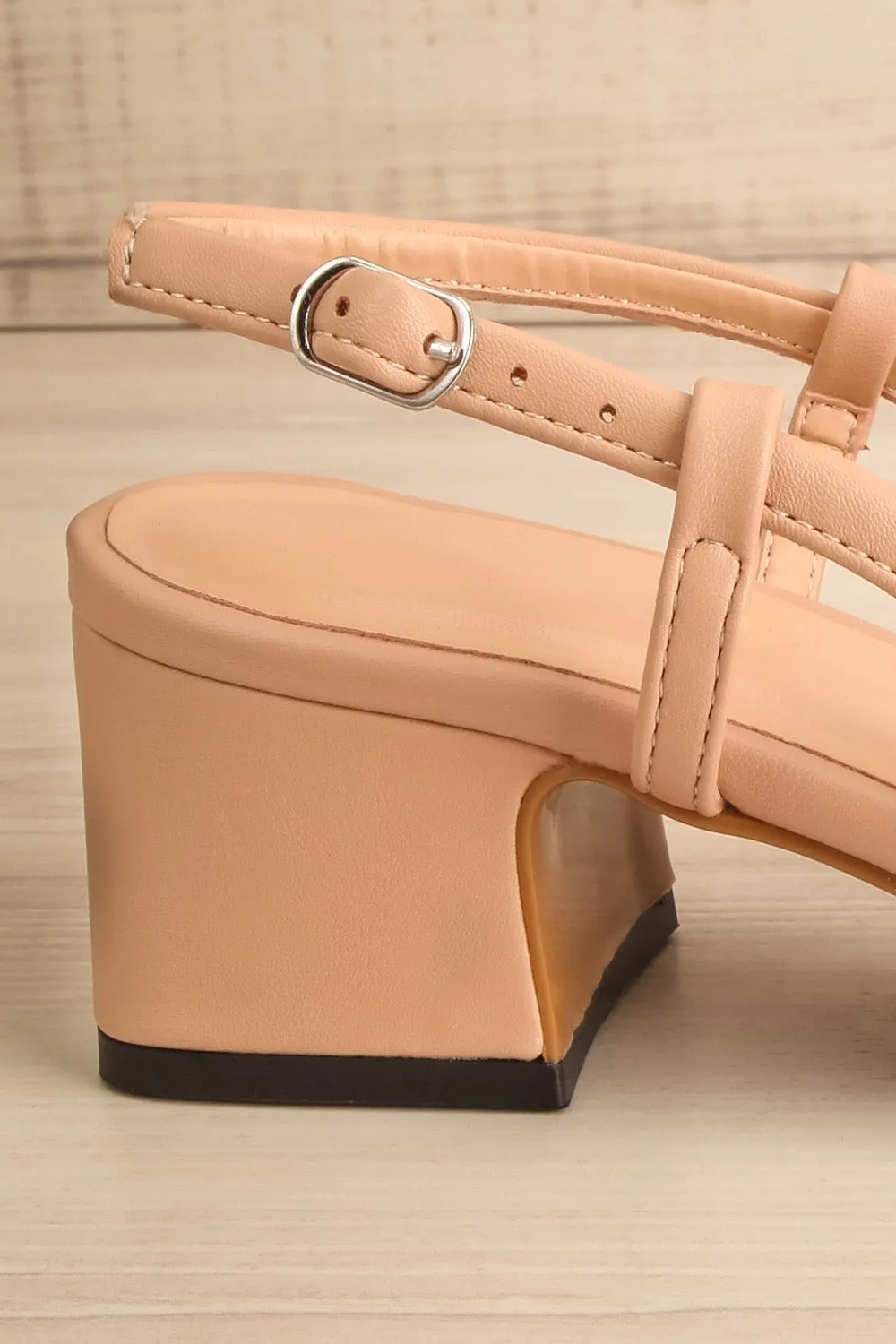 Petauke | Beige Slingback Shoes w/ Black Toe Tip