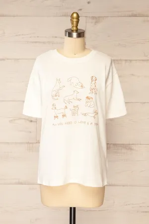 Petoskey | White T-Shirt w/ Dog Design