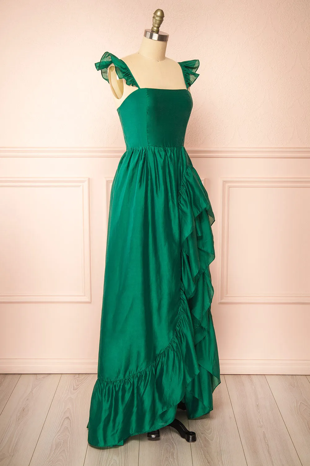 Phyllosia Green | Maxi Dress w/ Ruffles