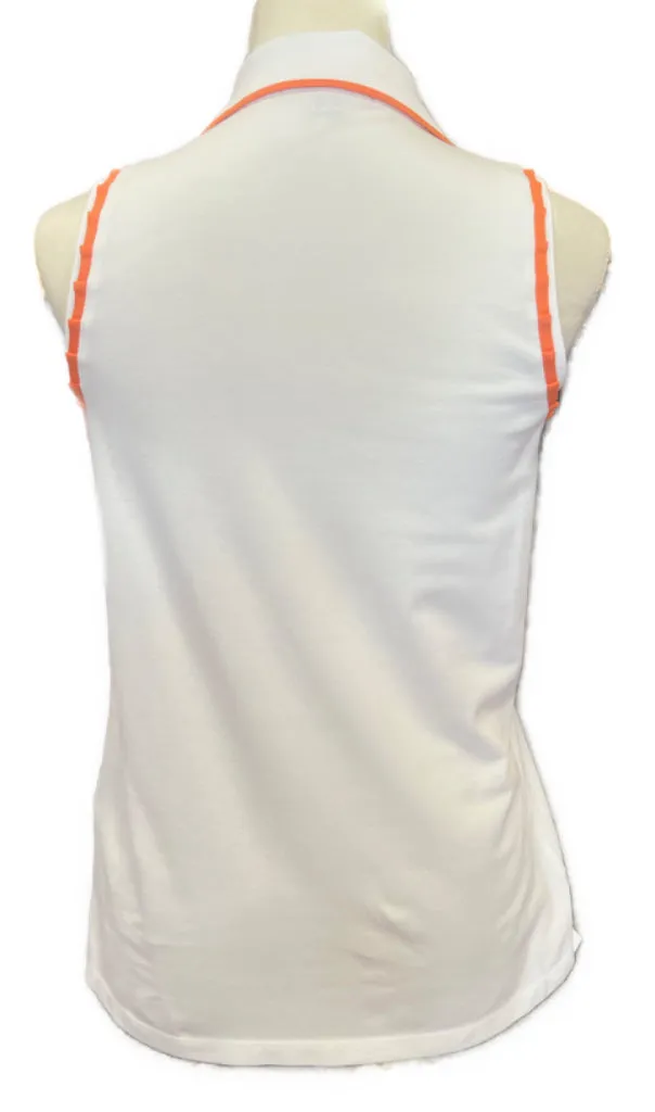 Polo Golf by Ralph Lauren White Golf Top with Orange Trim Size M MSP$110