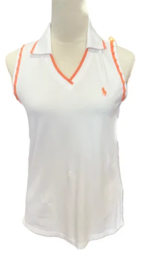 Polo Golf by Ralph Lauren White Golf Top with Orange Trim Size M MSP$110