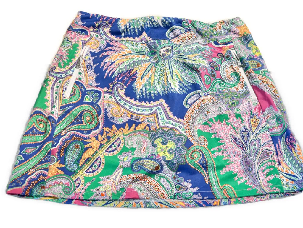 Polo Ralph Lauren Green & Blue Paisley Print Golf Skort Size XS