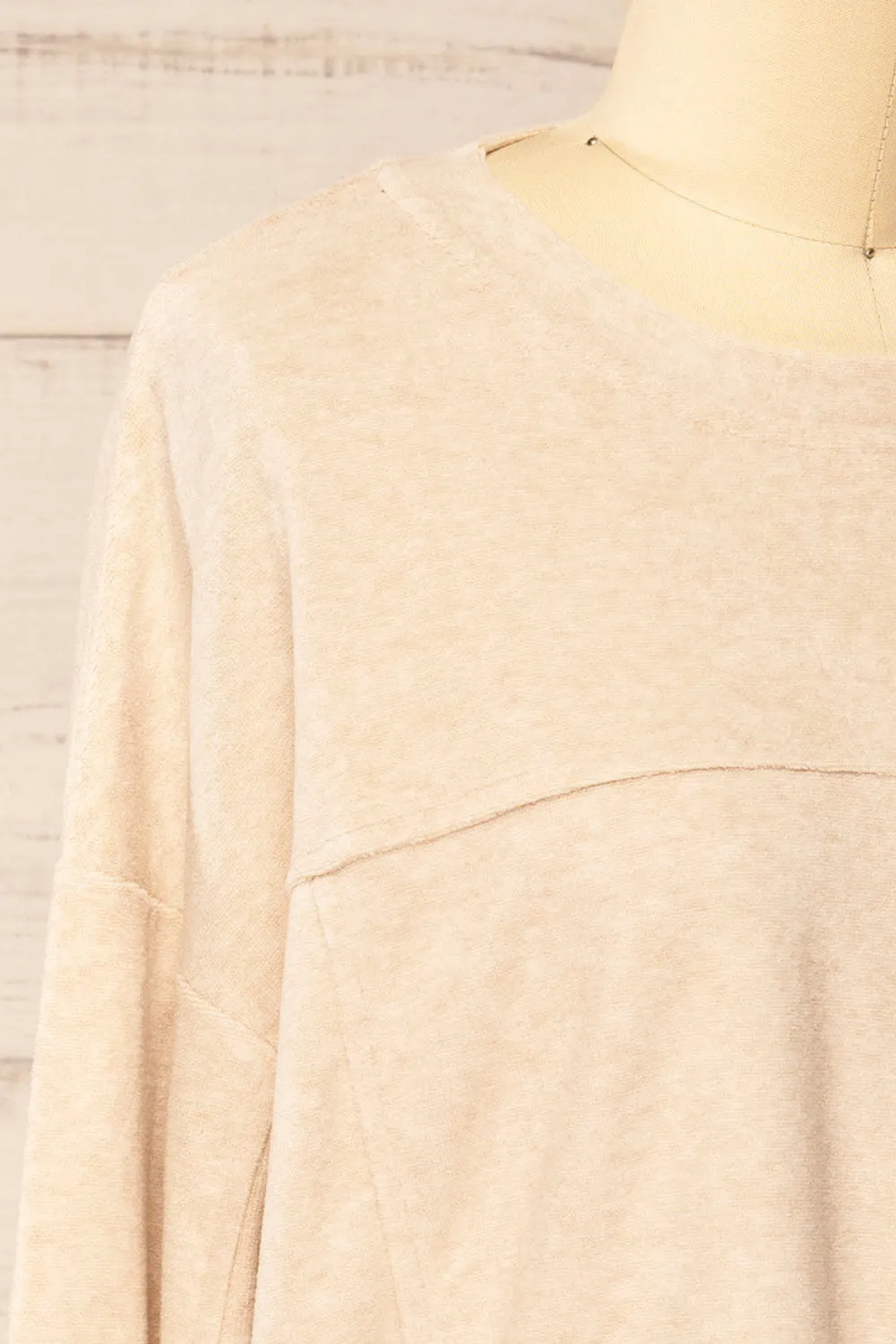 Qarth Beige | Oversized Round Neck Sweater