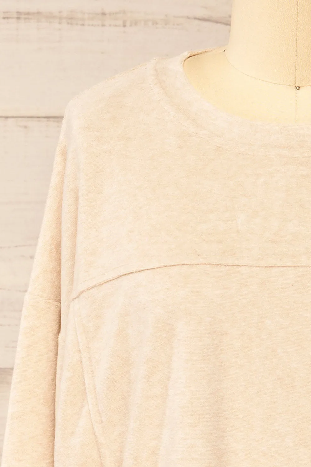 Qarth Beige | Oversized Round Neck Sweater
