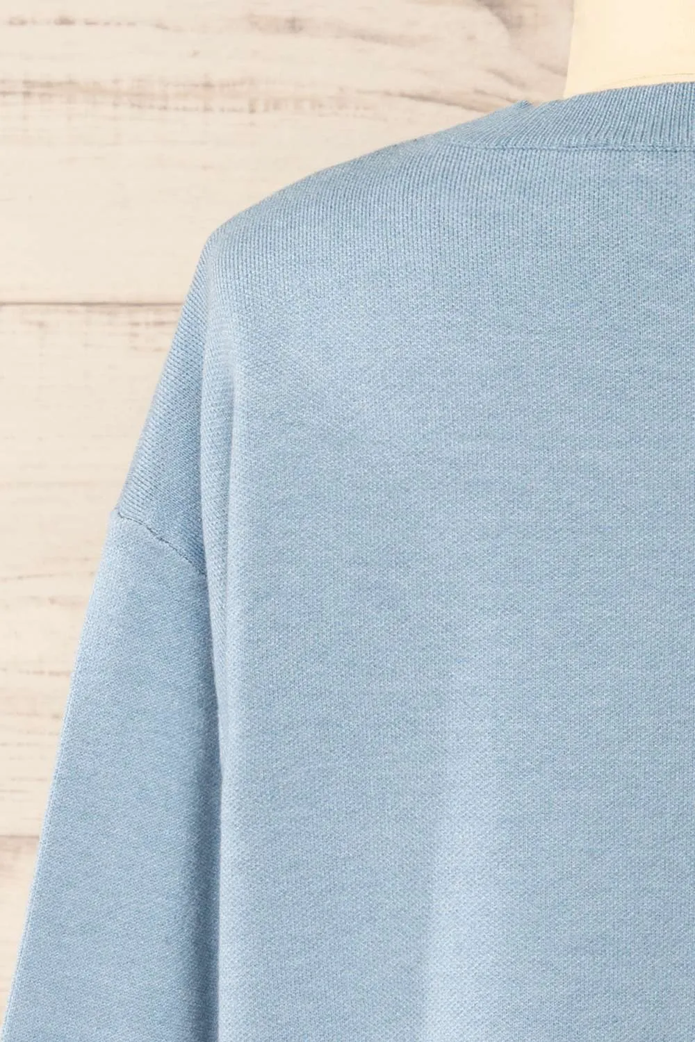 Rambouillet | Blue Knit Crewneck w/ Flower Detail