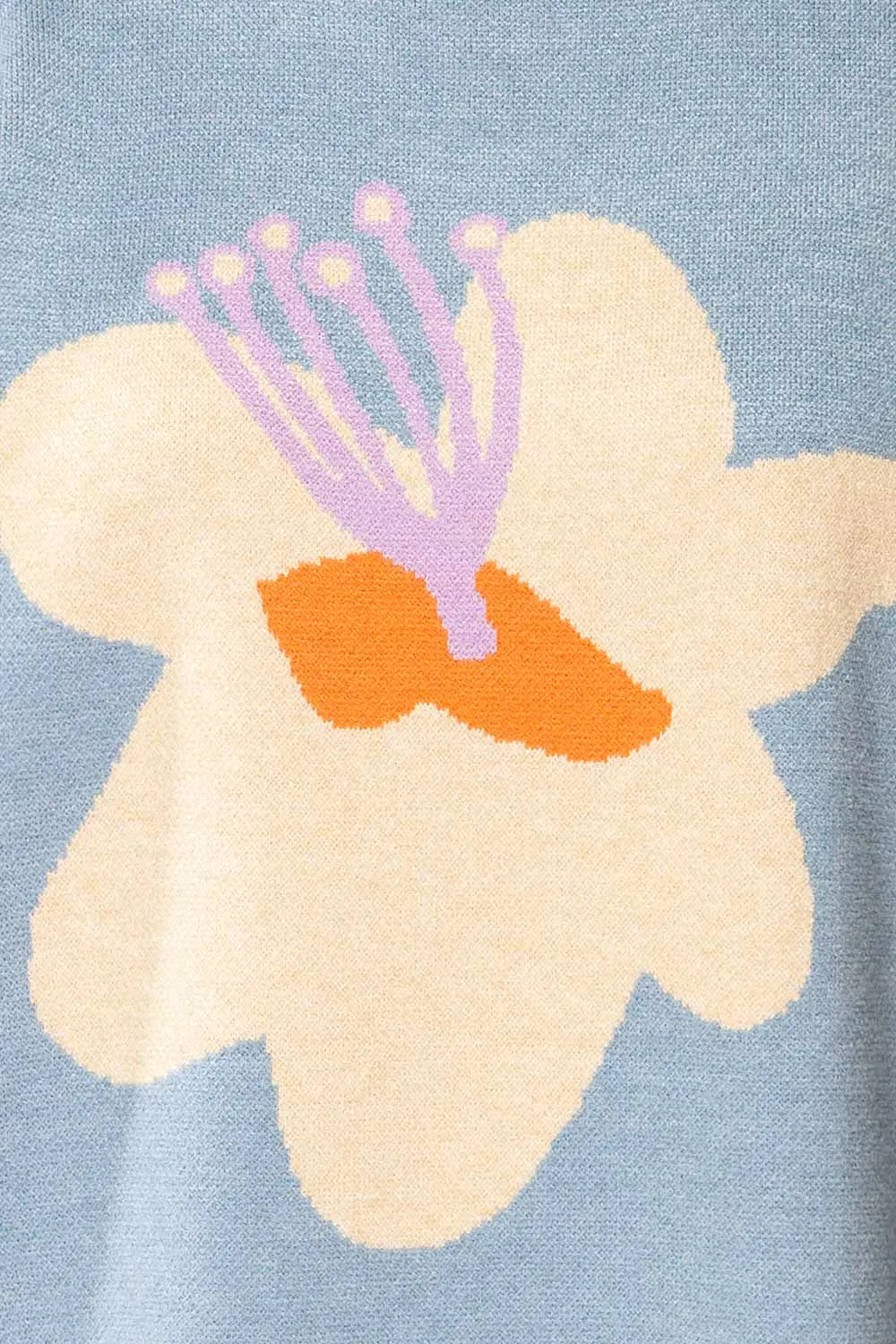 Rambouillet | Blue Knit Crewneck w/ Flower Detail