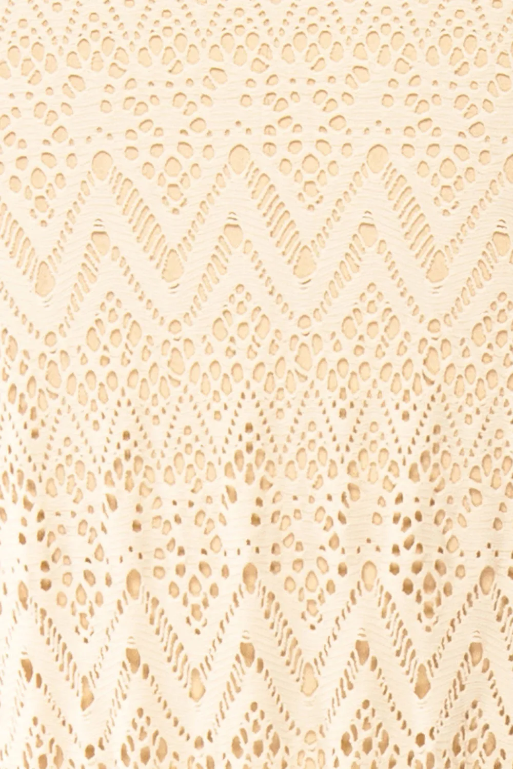 Ramira Beige | Long Crochet Kimono w/ Short Sleeves