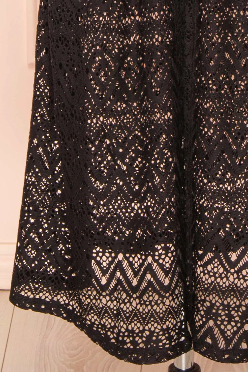 Ramira Black | Long Crochet Kimono w/ Short Sleeves