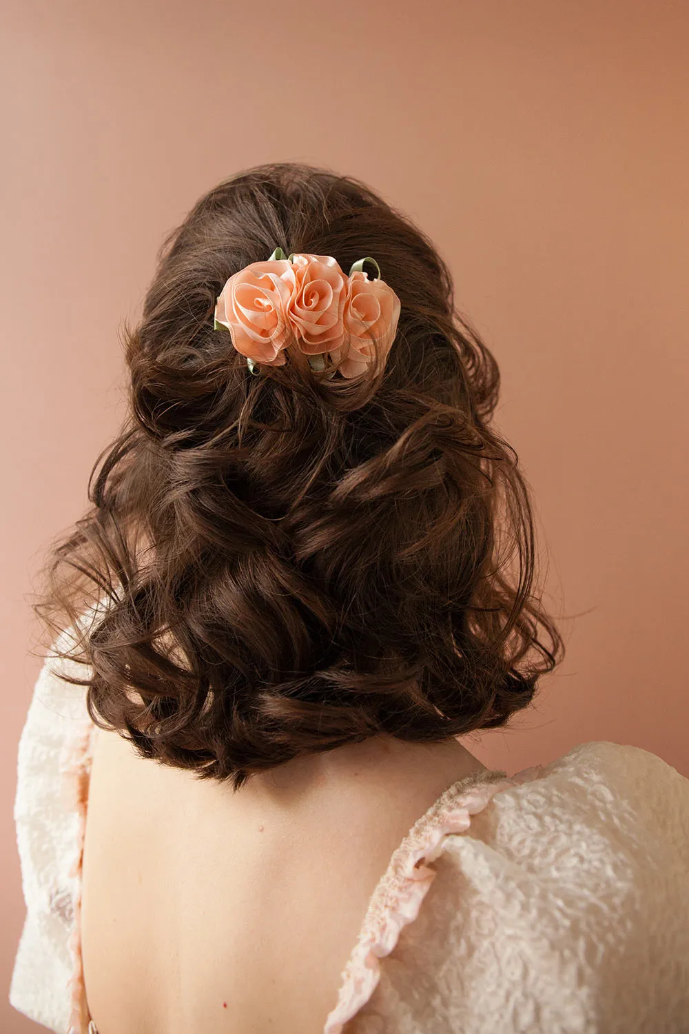 Rauza | Barrette w/ Pink Satin Flowers